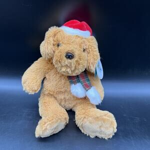 Beverly Hills Teddy Bear Company Plush Dog 12" Golden Retriever Plush Christmas